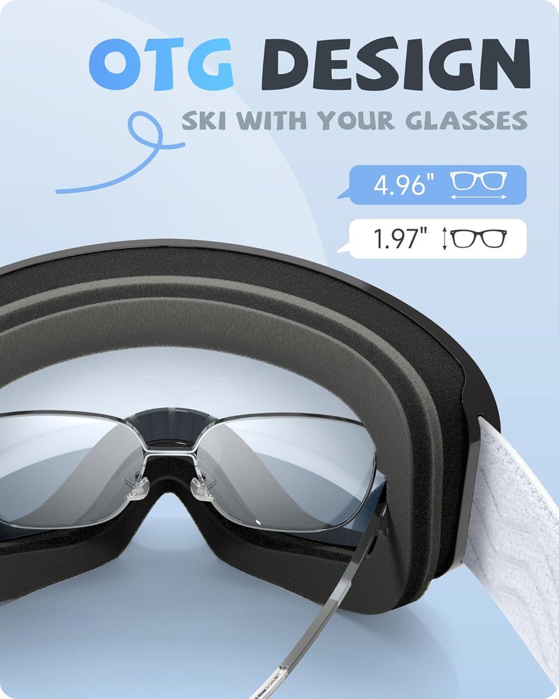 RIOROO Kids Ski Goggles for Boys Girls Aged 3-14, 100% UV Protection OTG Ski Goggles - Image 5
